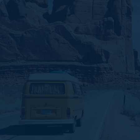 Van Driving Through a mountain